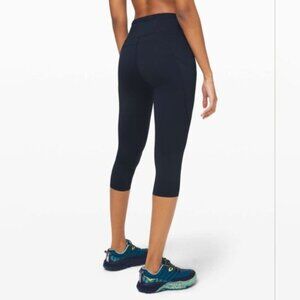 Lululemon Fast and Free Crop Leggings II 19" Non-Reflective Blue Size 2 New NWT